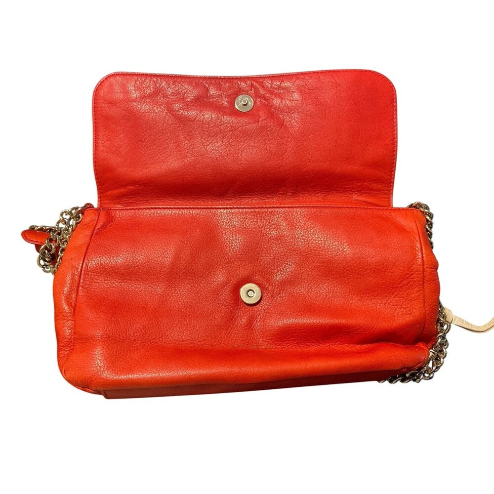 Coccinelle Shoulder Bag Red/Beige Crossbody Chain Strap Read Zip Pocket - Picture 9 of 13